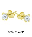 CZ Heart 4mm. Stud Earrings STS-151-4